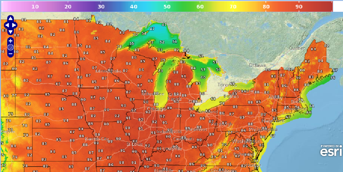 Forecasted high temperature for Wednesday, May 31.